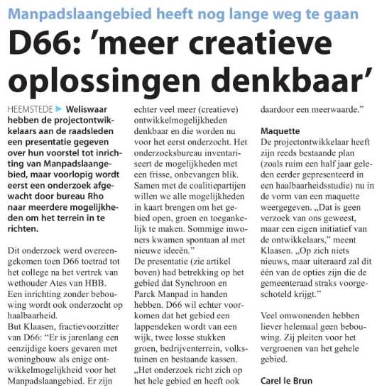 Manpadslaangebied heeft nog een lange weg te gaan