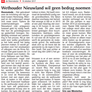 nieuwland wil geen bedrag noemen